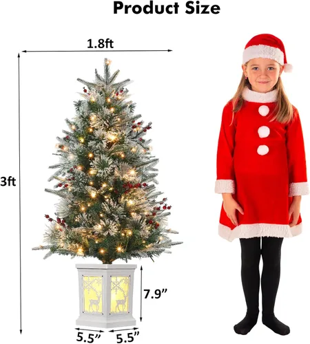 Vista 4 de GarveeHome Juego de 2 árboles de Navidad preiluminados de 3 pies, árboles de Navidad artificiales con 78 luces LED, árbol de Navidad preiluminado