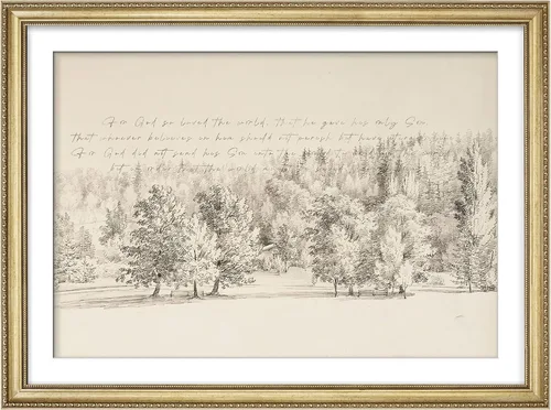 Vista 118 de MUDECOR Lienzo enmarcado prémium para pared, pinos nevados en bosque de invierno, ilustraciones modernas, arte contemporáneo, escénico, divertido