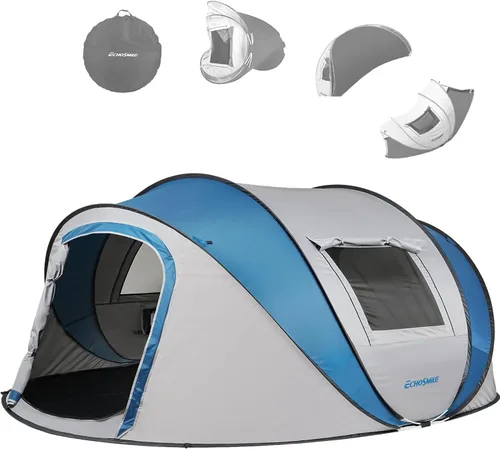 Vista 13 de EchoSmile Tienda de campaña desplegable para 2/4/6 personas, fácil instalación, cúpula resistente al agua, portátil con bolsa de transporte Negro
