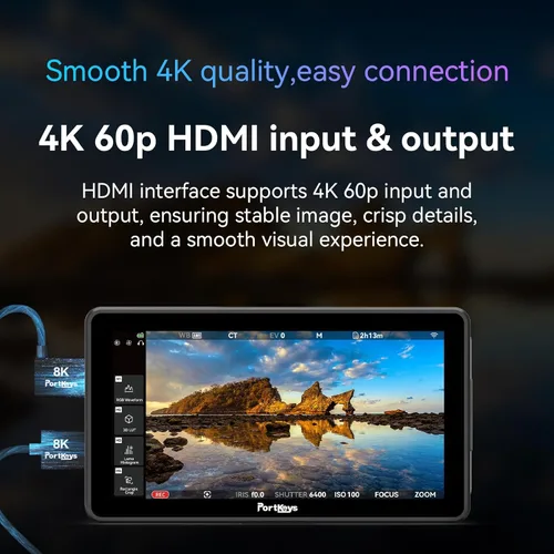 Vista 7 de Portkeys LH5P III Monitor de cámara 5.7 "2200nit LH5PIII Monitor de campo Touch Focus Tracking Frame Log Stops 104% P3 Gamut 10-Bit 4K60P HDMI