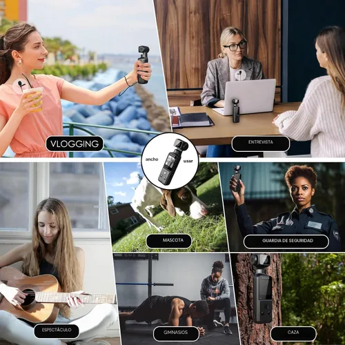 Vista 7 de Cámara Corporal 4K con Micrófono Externo, Mini Cámara de Vídeo y Audio de Bolsillo con Rotación de 270° para Deporte al Aire Libre, Bicicleta