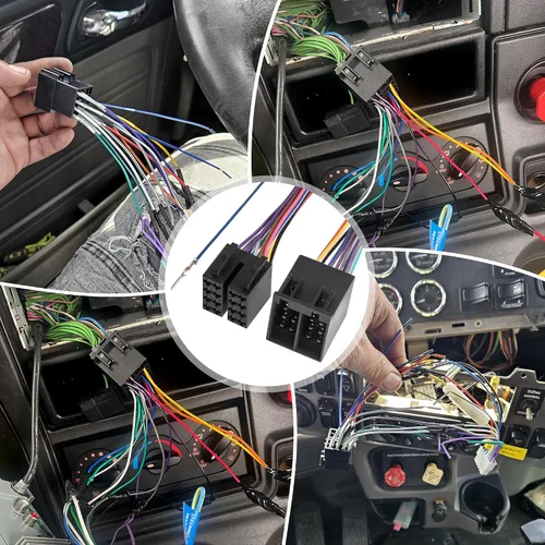 Vista 6 de RED WOLF Adaptador de arnés de cableado de radio ISO de 16 pines macho y hembra para Freightliner 2004-2021, Volvo 2004-2016, conector estéreo