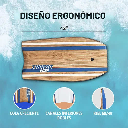 Vista 3 de THURSO SURF Quill 42'' Tabla de bodyboard ligera y duradera con núcleo EPS, cubierta IXPE, base pulida de HDPE, puntal FRP, cola crescent, doble