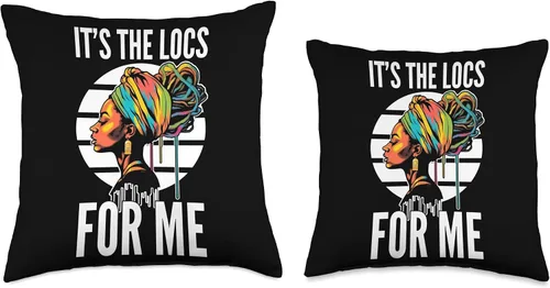 Vista 3 de Locs Afro Dreadlocks Love Natural Beauty Hair It's the Locs for Me Afro Hair Black American African Girl Throw Pillow, 16x16, Multicolor