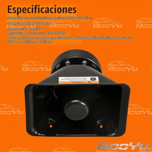 Vista 3 de Altavoz Bocina de Sirena PA Rectangular de Alto Rendimiento de 200 Vatios [8 Ohmios] [125-135 dB] [IP66 Resistente al Agua]