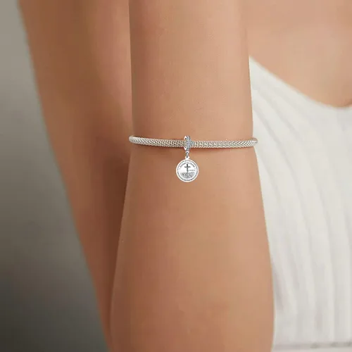 Vista 3 de Dije colgante de versículo bíblico de mano de oración cristiana para pulsera Pandora