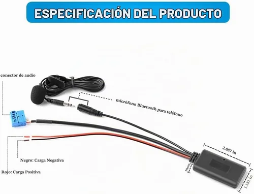 Vista 2 de Adaptador auxiliar de audio con micrófono, adaptador AUX de audio compatible con BMW Z4 E85 2003-2008, compatible con BMW Z4 E86 2003-2008