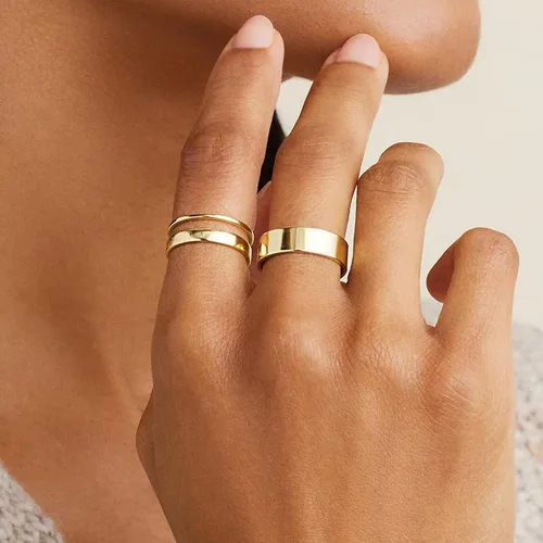 Vista 2 de Gokeey Anillos de oro para mujer, chapados en oro de 14 quilates, juego de anillos apilables delicados para niñas, joyas, regalos, joyas, regalos