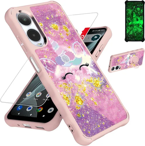Vista 35 de jioeuinly JSF-DJS - Funda compatible con Nothing Phone 2a con protector de pantalla de vidrio templado, policarbonato duro + silicona suave, soporte