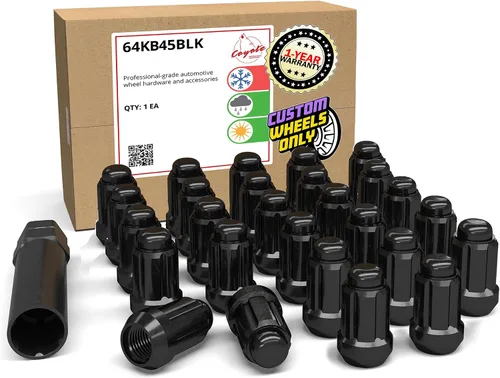 Vista 7 de Piezas de accesorios de rueda, 20 piezas de 1/2 "-20 roscas estriadas de 3.35 pulgadas de largo, tuercas hexagonales negras para Ford Mustang Jeep