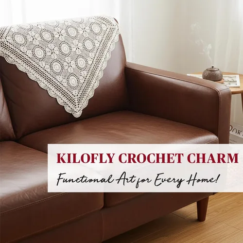 Vista 5 de kilofly Manteles individuales hechos a mano con encaje de algodón y ganchillo, para sofá, cuadrados, beige, 27 pulgadas
