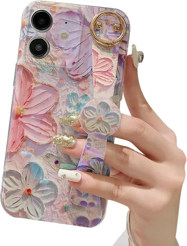 Vista 16 de Funda compatible con iPhone 11, bonito soporte para correa, margarita floral Soporte de muñequera, diseño estético suave, asa de dedo ajustable