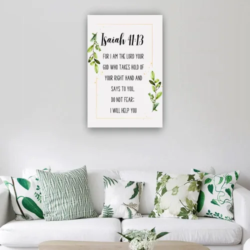 Vista 2 de Isaías 41 13 - Póster de arte de pared con versículo bíblico de oración, decoración de pared de sala de estar para el hogar, obras de arte