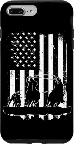 Vista 12 de USA Flag Team Roping Design Rodeo Western Horse Country Case for iPhone 17