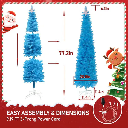 Vista 2 de MUPATER - Árbol de Navidad artificial delgado de 6 pies, árbol de Navidad preiluminado con parte superior curvada, árbol de Navidad delgado