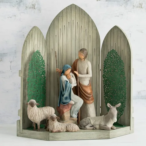 Vista 6 de Willow Tree La historia de Navidad, figuras de nacimiento esculpidas y pintadas a mano