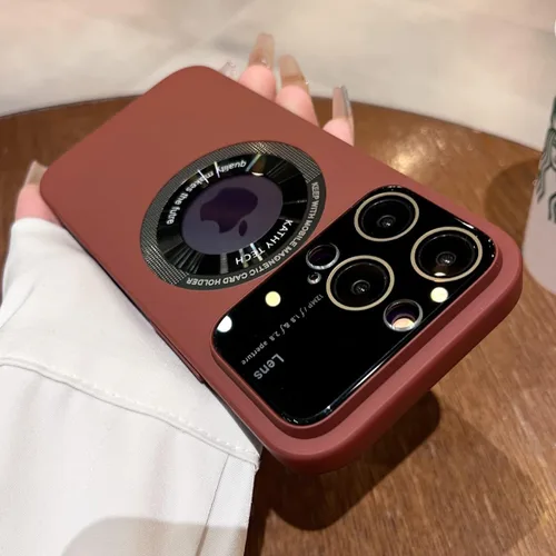 Vista 2 de Funda magnética para iPhone 13 Pro Max, vista del logotipo, protector de cámara de lente de vidrio de ventana, compatible con Magsafe, mujeres
