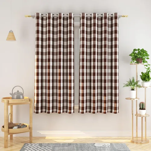 Vista 13 de Cortinas de 24 pulgadas de largo con diseño Buffalo Check Gingham Plaid para ventanas de cocina y baño, tratamiento para ventanas con 2 paneles