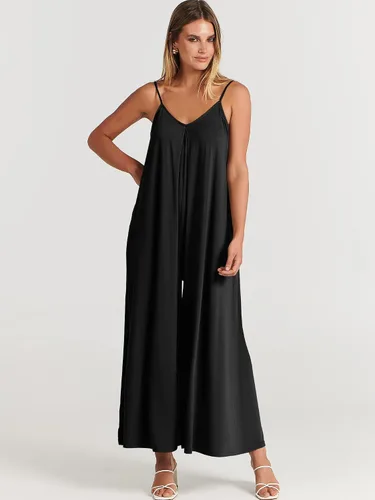 Vista 7 de ANRABESS Overol casual de verano para mujer, con tirantes delgados, cuello en V, pierna ancha, bolsillos, para la playa y viajes