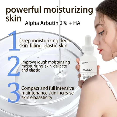 Vista 2 de Suero facial con 2% de alfa arbutina + ácido hialurónico – Suero iluminador para manchas oscuras, decoloración de cicatrices de acné y pigmentación
