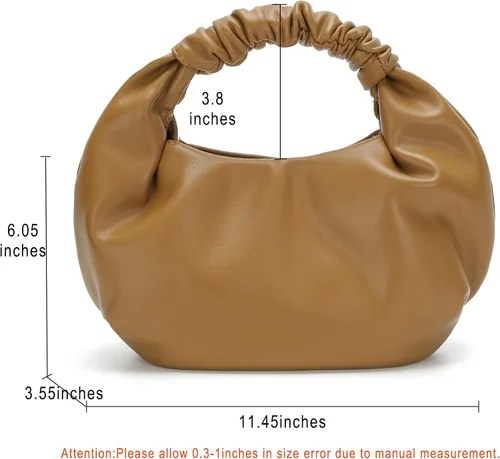 Vista 7 de Mini bolsos de mano tipo hobo para mujer, bolsos de mano de cuero suave para mujer en forma de nube con asa superior