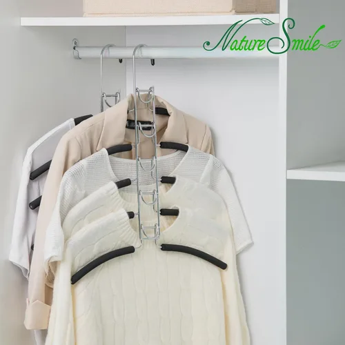 Vista 2 de Nature Smile Perchas de ropa para suéter sin hombros, múltiples capas, ahorro de espacio, para camisetas y blusas, (paquete de 2 unidades)