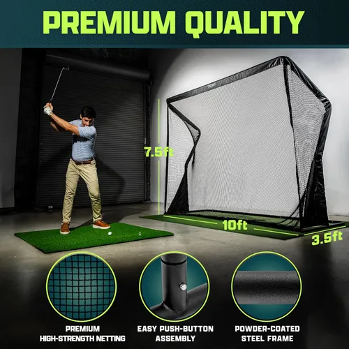 Vista 3 de GoSports Elite - Red de práctica de golf con marco de acero, elige tamaño de 10 o 7 pies