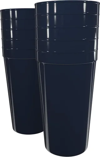 Vista 31 de PartyPrints Paquete de 100 vasos de plástico en blanco reutilizables de 10 a 12 onzas, vasos de estadio a granel, sin BPA, aptos para lavavajillas