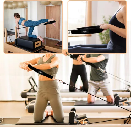 Vista 6 de 1 par de correas de doble bucle de Pilates para Reformer Fitness D-Ring Straps Handle Yoga Ejercicio Accesorios para el gimnasio en casa