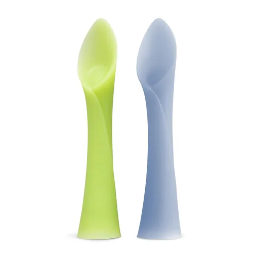 Vista 9 de Olababy Juego de 2 piezas de alimentación avanzada para bebé, incluye cuchara de entrenamiento y cuenco de vapor Kiwi / Lima
