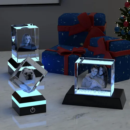Vista 6 de Fanery Sue Foto de cristal 3D personalizada, regalos personalizados para ella, padre, madre, esposa, marido, gran regalo personalizado con tu propia
