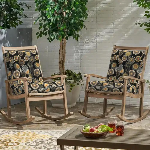 Vista 6 de Juego de 2 cojines para sillas de asiento para exteriores, cojines de muebles de patio con respaldo copetudo, repuesto de mimbre repelente al agua