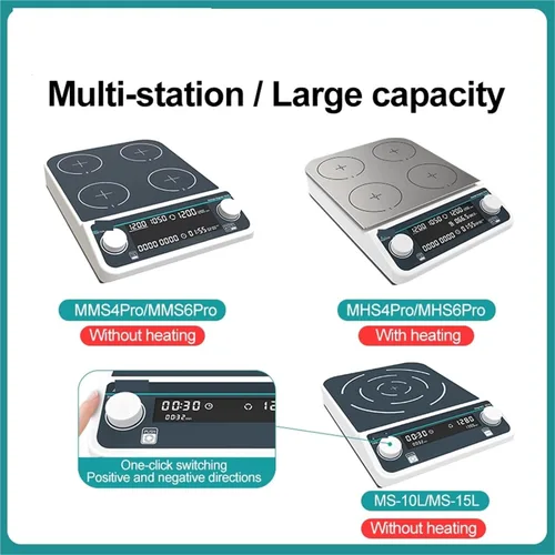 Vista 2 de Homogenizer, Multi-Station Magnetic Stirrer Digital Display Laboratory Stirrer Magnetic Mixer with Heating Four-Station Six-Position(MS-10L)