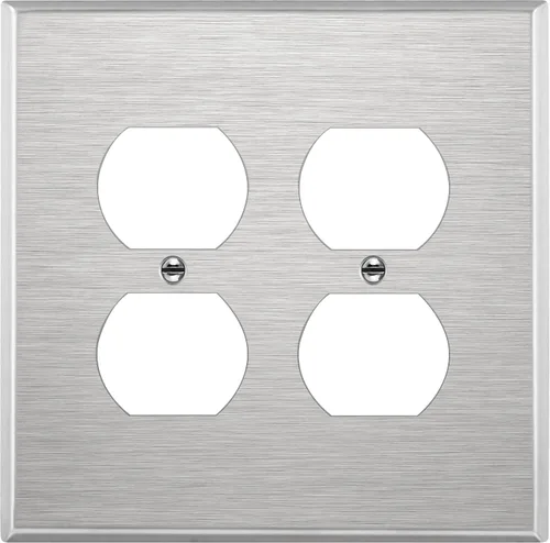 Vista 17 de ENERLITES Placa de pared de metal para receptáculo dúplex, acero inoxidable, tapa de tomacorriente, resistente a la corrosión, tamaño estándar