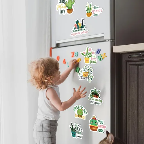 Vista 6 de Kanayu 16 imanes de nevera divertidos para plantas, juego de palabras para plantas, decoración magnética para el hogar, cocina, decoración magnética