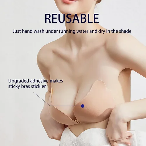 Vista 6 de Sticky Bra Push up Backless Strapless BraReusable Sweatproof Adhesive Bras for WomenInvisible Stick on Bra for Dresses
