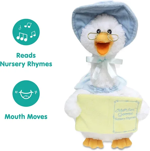 Vista 2 de Azul Madre Ganso peluche de Animated cb42860 recites 7 Historias Nursery Rhymes Button Activated, Premium Plush, Twinkling Music, Beak and Body
