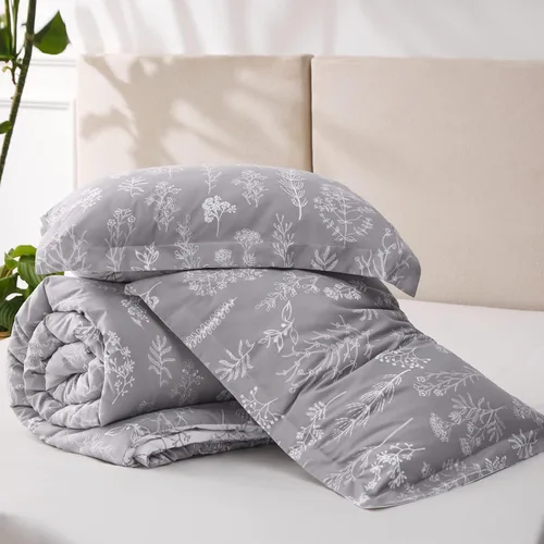 Vista 6 de Bedsure - Juego de edredón floral lindo, juego de ropa de cama tamaño King 04 - Gris claro