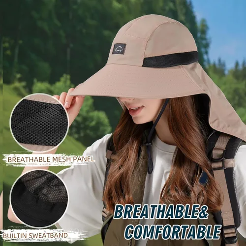 Vista 5 de Rosoz Sombrero de sol al aire libre para hombres y mujeres, UPF 50+sombrero caqui (1pack-khaki)