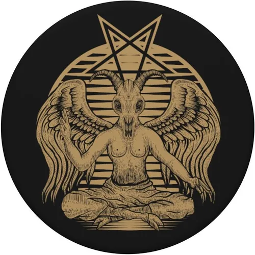 Vista 3 de Baphomet Satanist Goat Symbol PopSockets - Agarre y soporte para teléfonos y tabletas, Negro