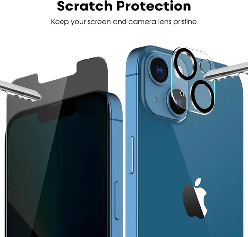 Vista 8 de JETech Protector de pantalla de privacidad para iPhone 13 de 6.1 pulgadas con protector de lente de cámara y funda antigolpes