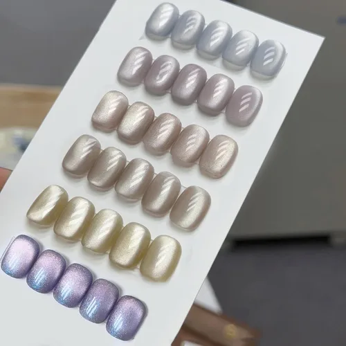 Vista 33 de Born Pretty Esmalte de uñas de gel magnético de ojos de gato verde, 6 colores brillantes con purpurina de cristal holográfico, salvia, oliva