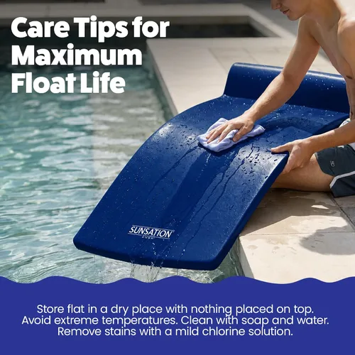 Vista 6 de TRC Recreation Sunsation 1.75" Thick Foam Pool Float Lounger w/ Headrest for Lounging & Sunbathing in Swimming Pools, Beaches & Lakes, 70" x 26
