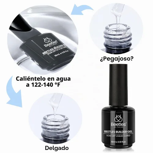 Vista 8 de Beetles - Gel constructor para uñas, 2 piezas de gel transparente 8 en 1, para fortalecer las uñas naturales instantáneas y extensión para salón