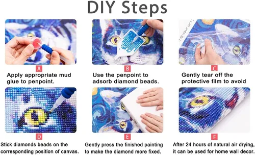 Vista 3 de Taladro redondo completo con texto de feliz Hanukkah, kit de arte de pintura de diamantes para adultos principiantes, pintura con gemas de cristal