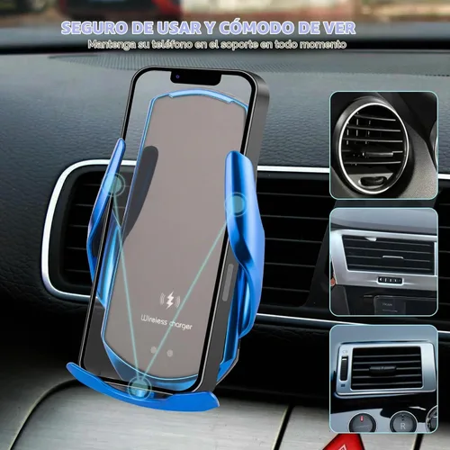 Vista 4 de Cargador de coche inalámbrico Soporte de teléfono Soporte para automóvil Carga inalámbrica de 15 W Carga rápida de sujeción automática Soporte