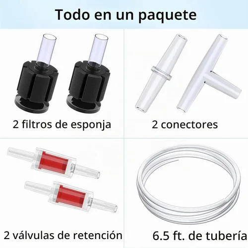 Vista 6 de Uniclife - Bomba de aire ajustable para acuario, 4 LPM y 2 salidas de oxígeno con accesorios, tanque de peces de 100 galones