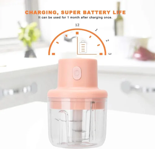 Vista 2 de Picadora eléctrica de carne de 8.5 fl oz, picadora de alimentos de cocina con carga USB, mezclador de alimentos complementario multifuncional