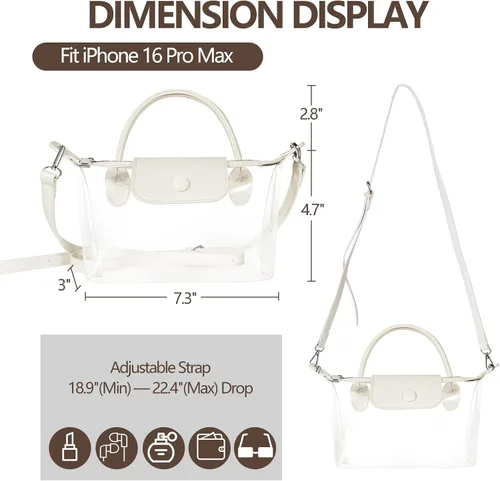Vista 2 de Bolsa transparente para estadios, bolsa cruzada pequeña aprobada para conciertos, eventos deportivos