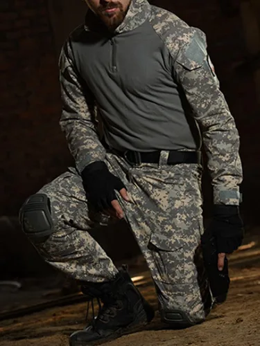 Vista 5 de HARGLESMAN Men's Tactical Military Suits Long Sleeve Uniforms Combat Shirt and Pants with Knee Pads ACU